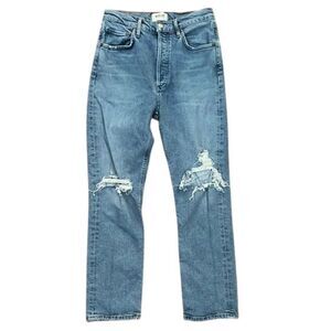 AGOLDE Riley High Rise Straight Crop Denim Jeans Womens Size 26 Distressed